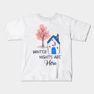 Winter Cottage Scene Kids T-Shirt